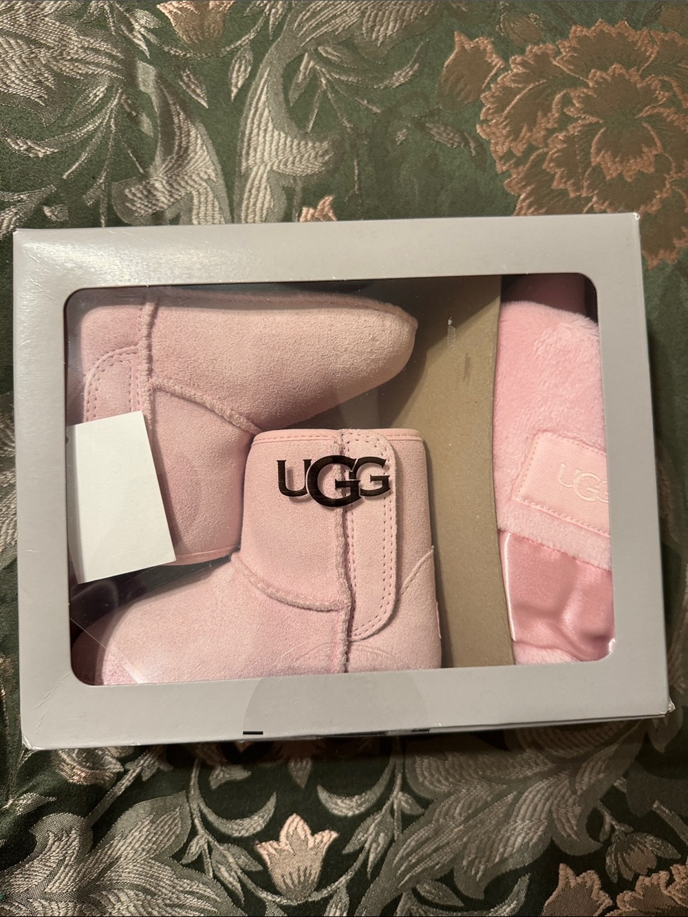 UGG Kids Pink Sheepskin Boot Set